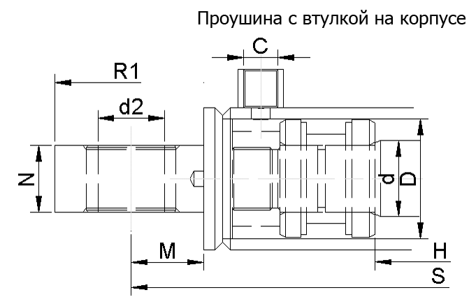 Проушина с втулкой на корпусе