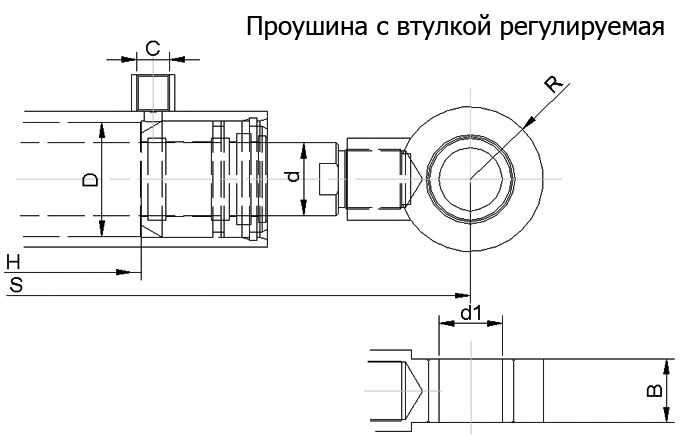 Проушина с втулкой регулируемая