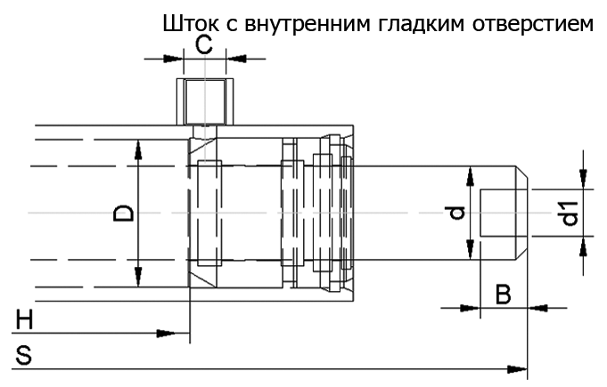 Шток с внутренним гладким отверстием
