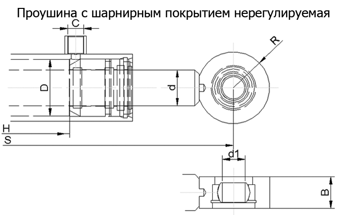 Проушина с шарнирным покрытием нерегулируемая